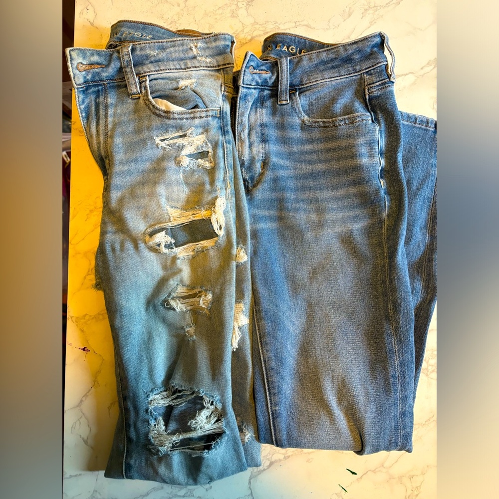 American Eagle Distressed and Classic Blue Jeans